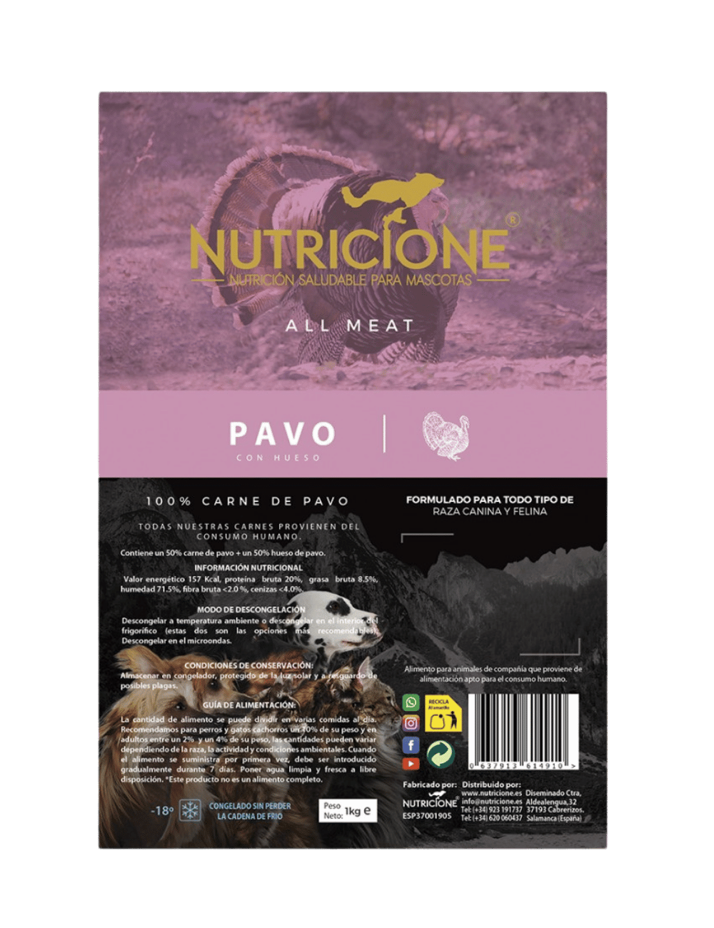 BARF 100% carne de curcan – etichetă produs 1 kg