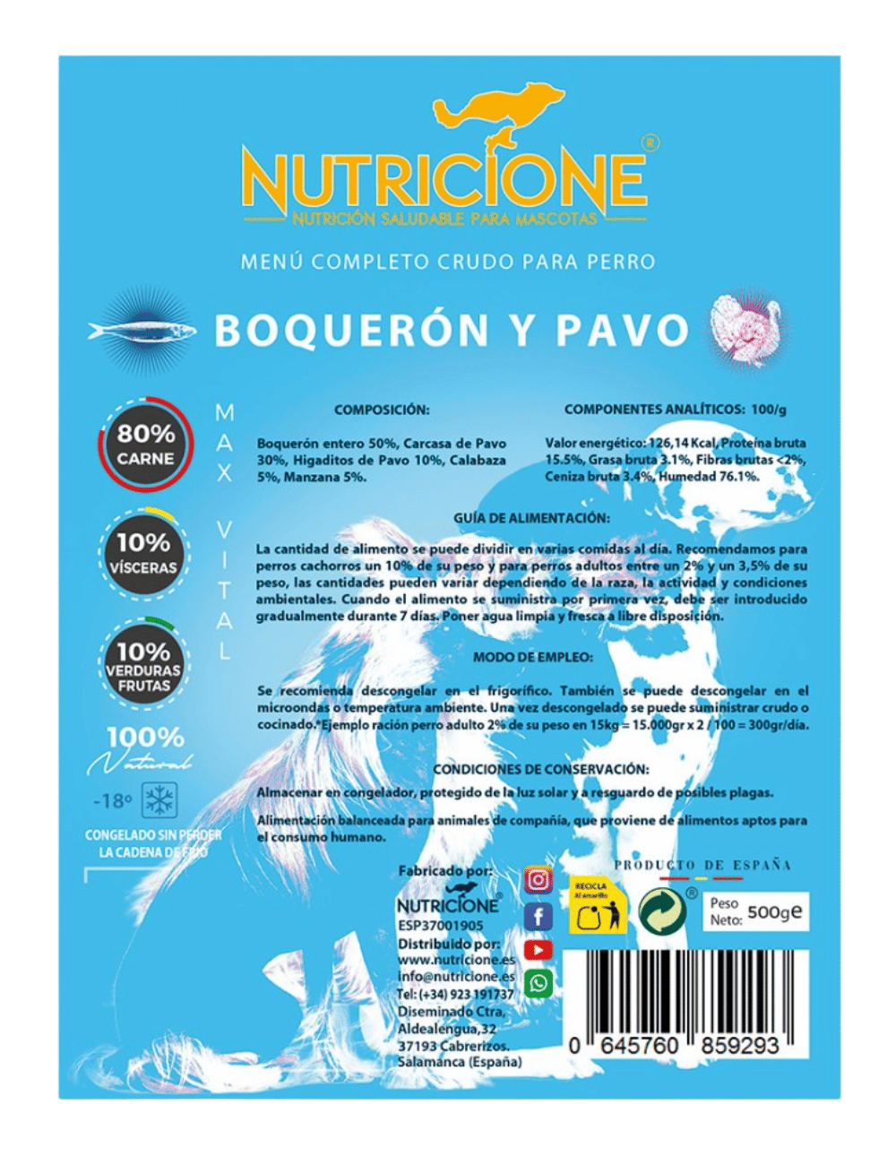Etichetă BARF complet pentru câini cu hamsie și curcan – Nutricione