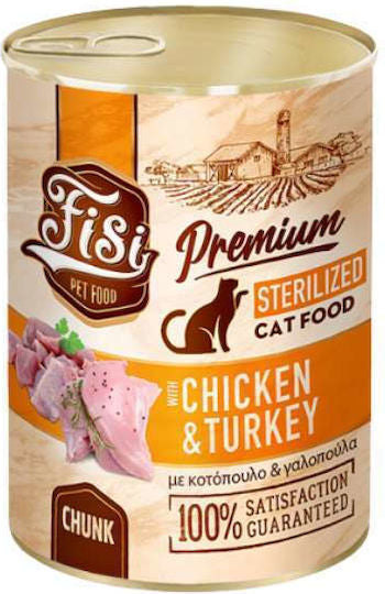 FISI CAT STERILIZED CHICKEN & TURKEY IN SAUCE- 400gr