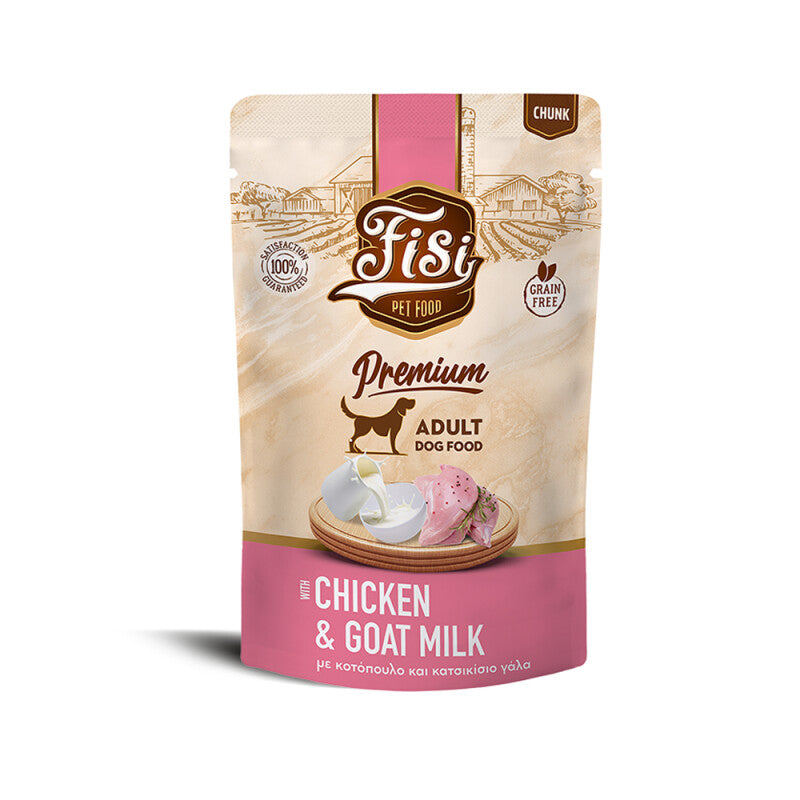 FISI Dog Adult cu Pui & Lapte de Capra in Sos 130gr