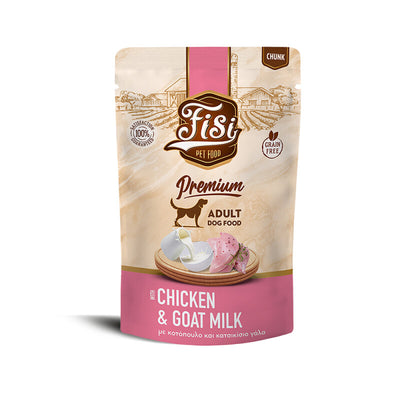 FISI Dog Adult cu Pui & Lapte de Capra in Sos 130gr