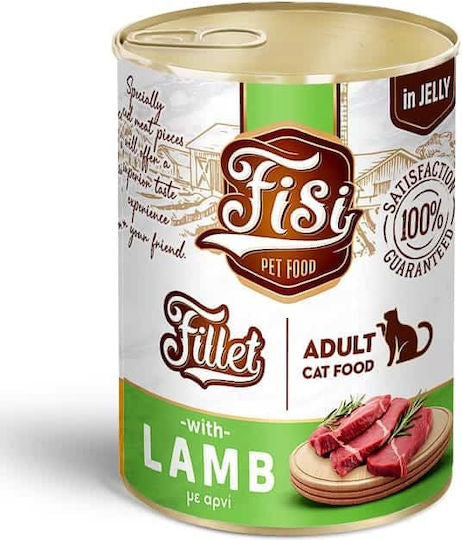 Fisi Fillet Cat Adult – Hrană umedă pentru pisici adulte cu miel în jeleu (400 g)