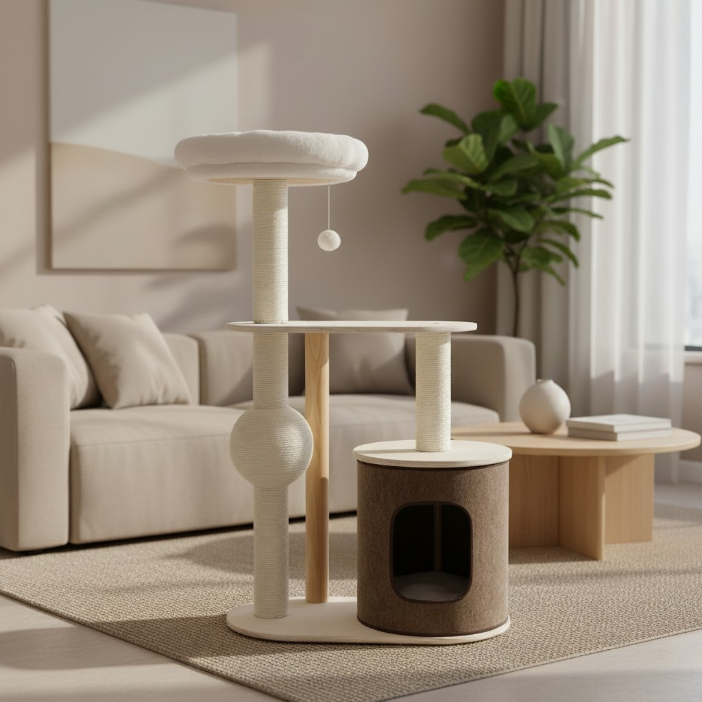 Meraki Home, Ansamblu pentru Pisici, Realizat din Lemn, IVORY HAVEN