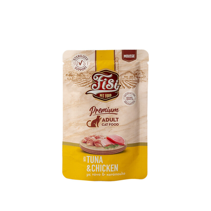 Mousse cu Ton & Pui pt pisici adulte - plic 80gr