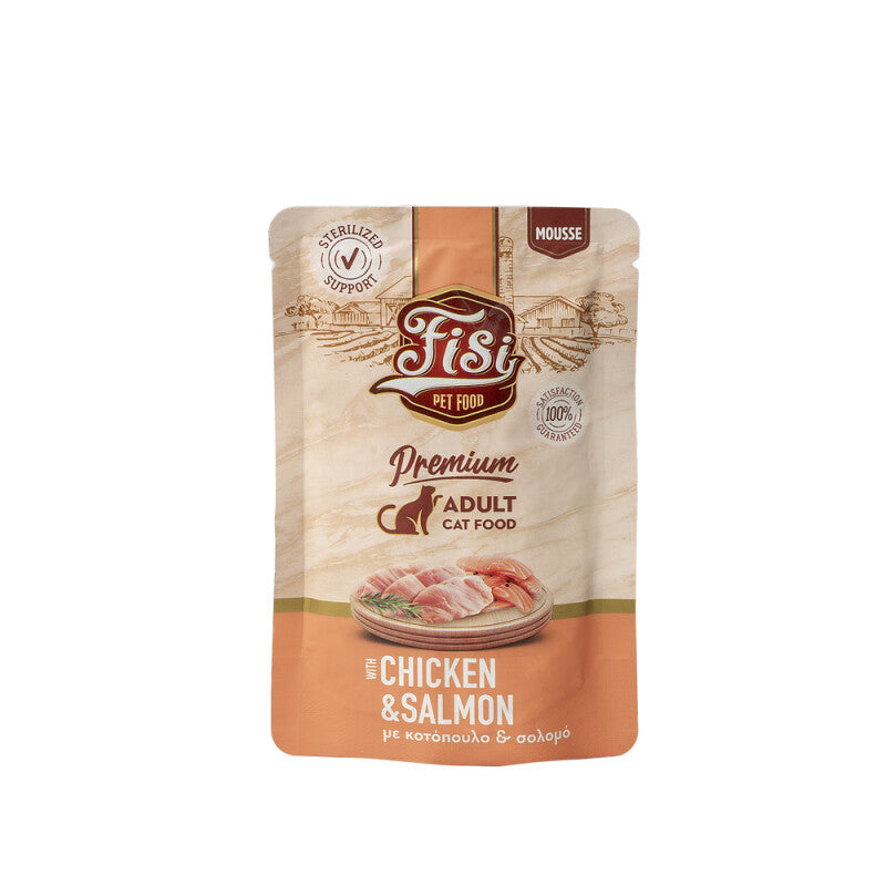 Mousse cu Pui & Somon pt pisici adulte - plic 80gr