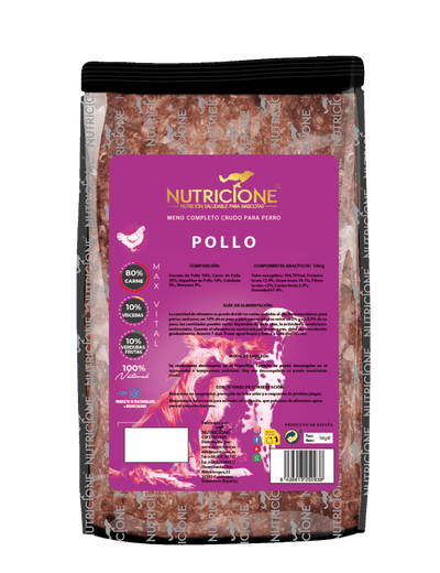 BARF complet pentru câini Nutricione – meniu complet de pui, ambalaj