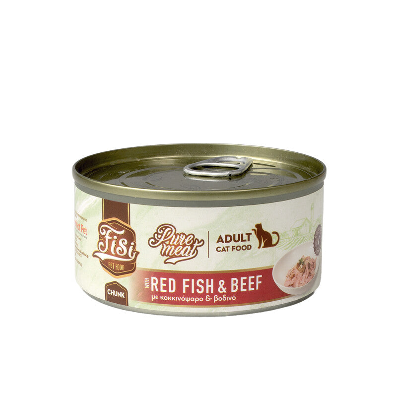 Pure Meat Cat Adult cu Peste Rosu & Vita 170gr