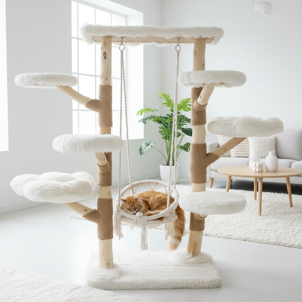 Meraki Home, Ansamblu pentru Pisici, Realizat din Ramuri Naturale, SWING NEST