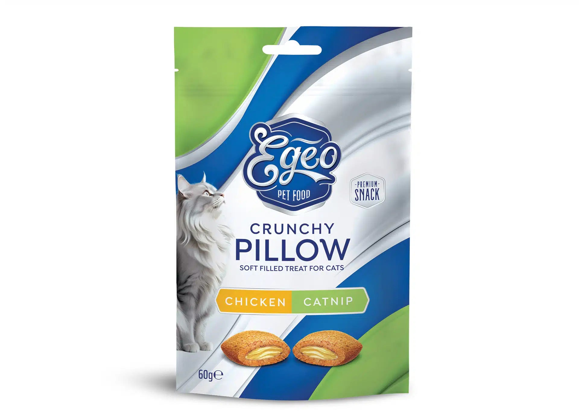 Snack crocant pentru pisici adulte cu pui și catnip 60 gr