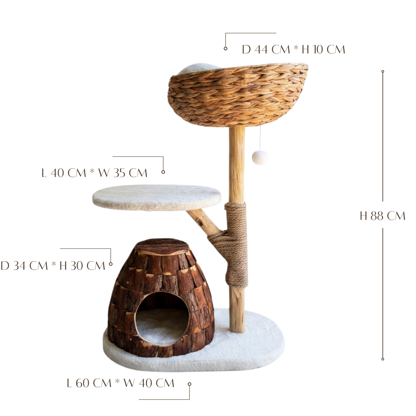 Meraki Home, Ansamblu pentru Pisici, Inspirat din Natura, TREE BARK NEST