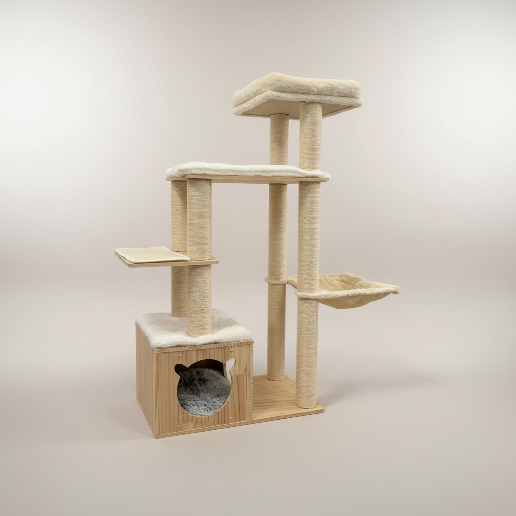 Meraki Home, Ansamblu pentru Pisici, Realizat din Lemn, NORDIC PINE