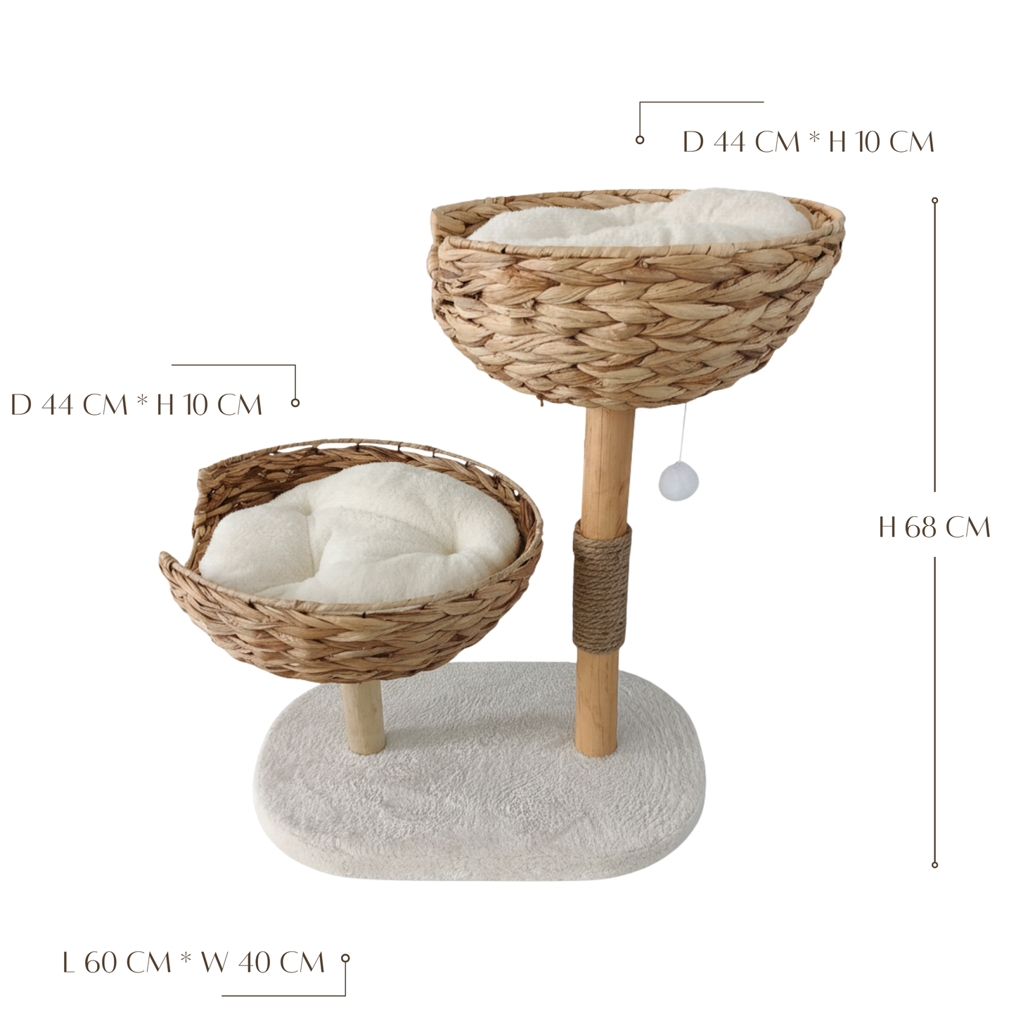 Meraki Home, Ansamblu pentru Pisici, Realizat din Ramuri Naturale, WOVEN NEST DUO