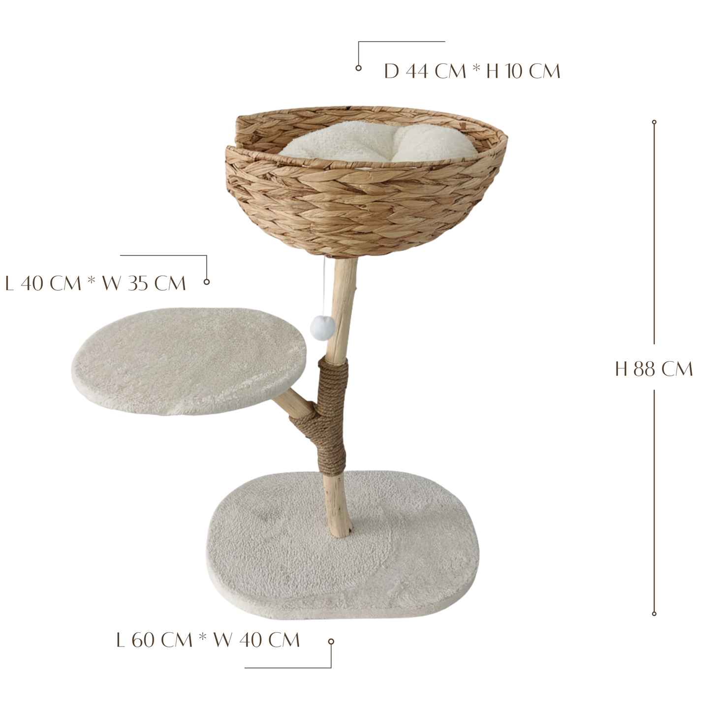 Meraki Home, Ansamblu pentru Pisici, Realizat din Ramuri Naturale, WOVEN SINGLE NEST